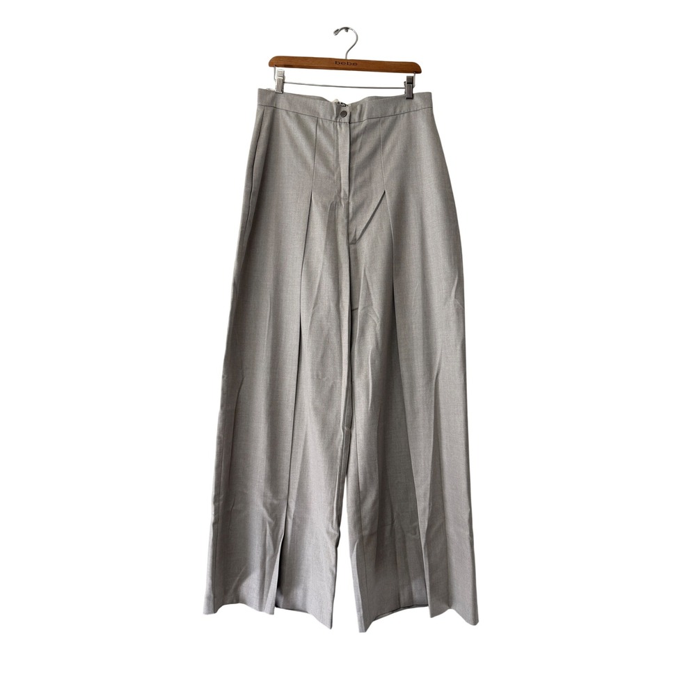 Julia Allert Grey Wool Blend High Waisted Wide Leg Trousers Pants XL MOD 2767